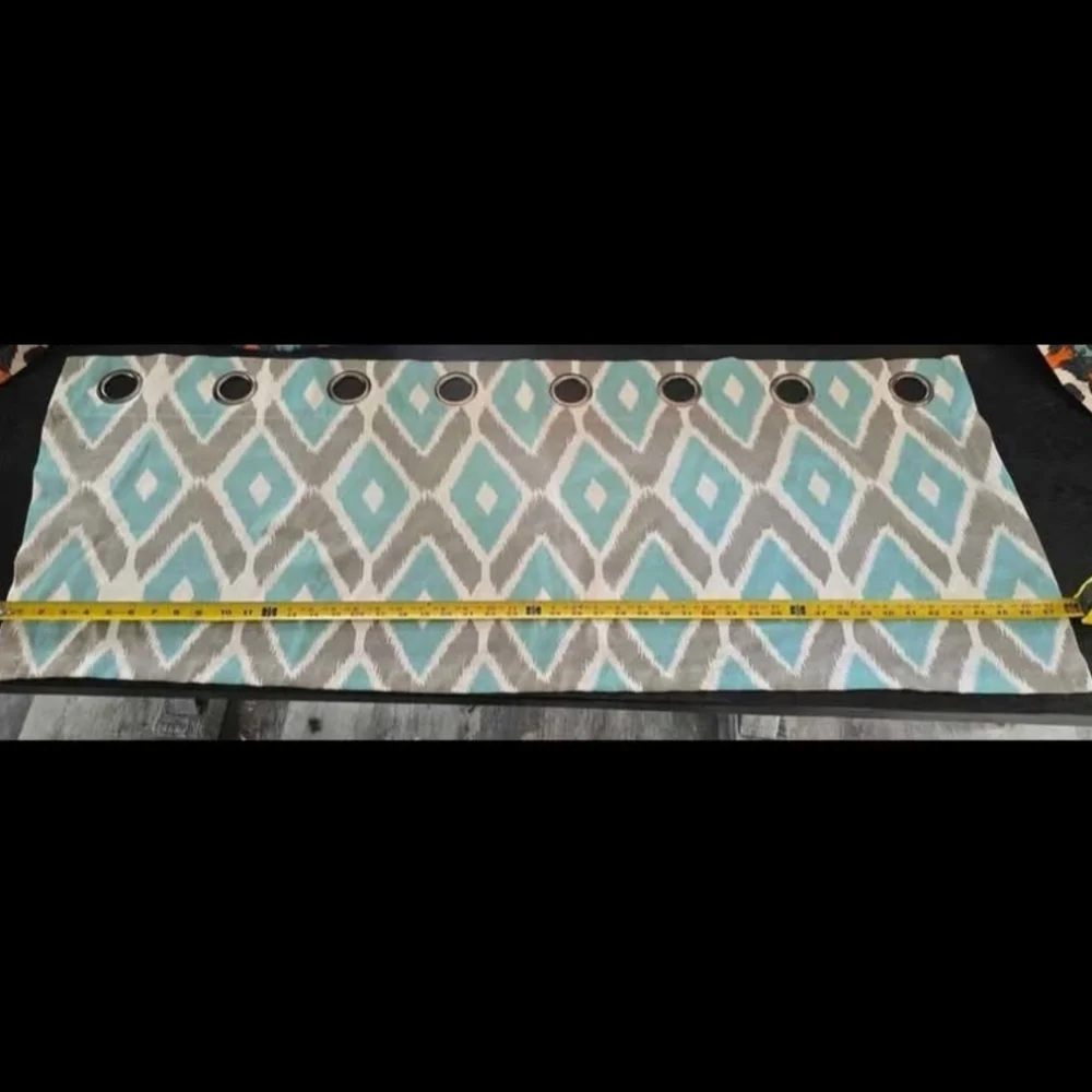 Madison Park Aqua and Gray Diamond Curtains Panels